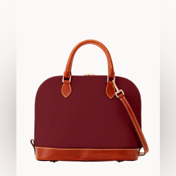 NWT $279 Dooney & Bourke Pebble Grain Zip Zip Satchel in Bordeaux - Picture 6 of 17